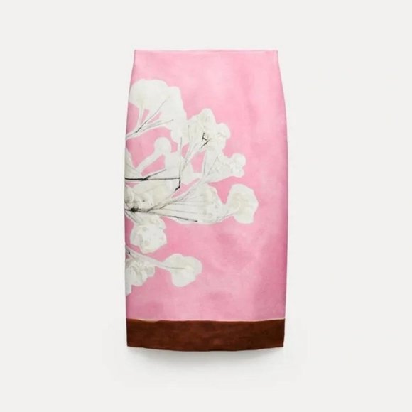 ZARA ZW COLLECTION LINEN BLEND PENCIL SKIRT - Picture 3 of 6